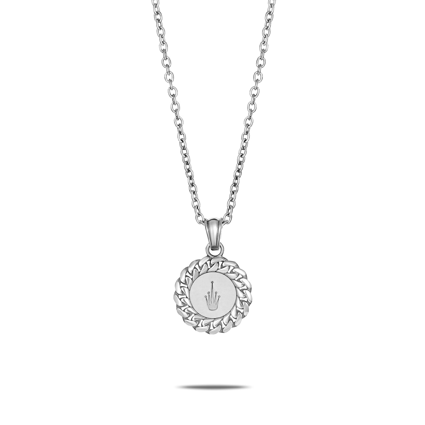 CUBAN LINK COIN PENDANT SMALL PEARL SILVER (BACK)