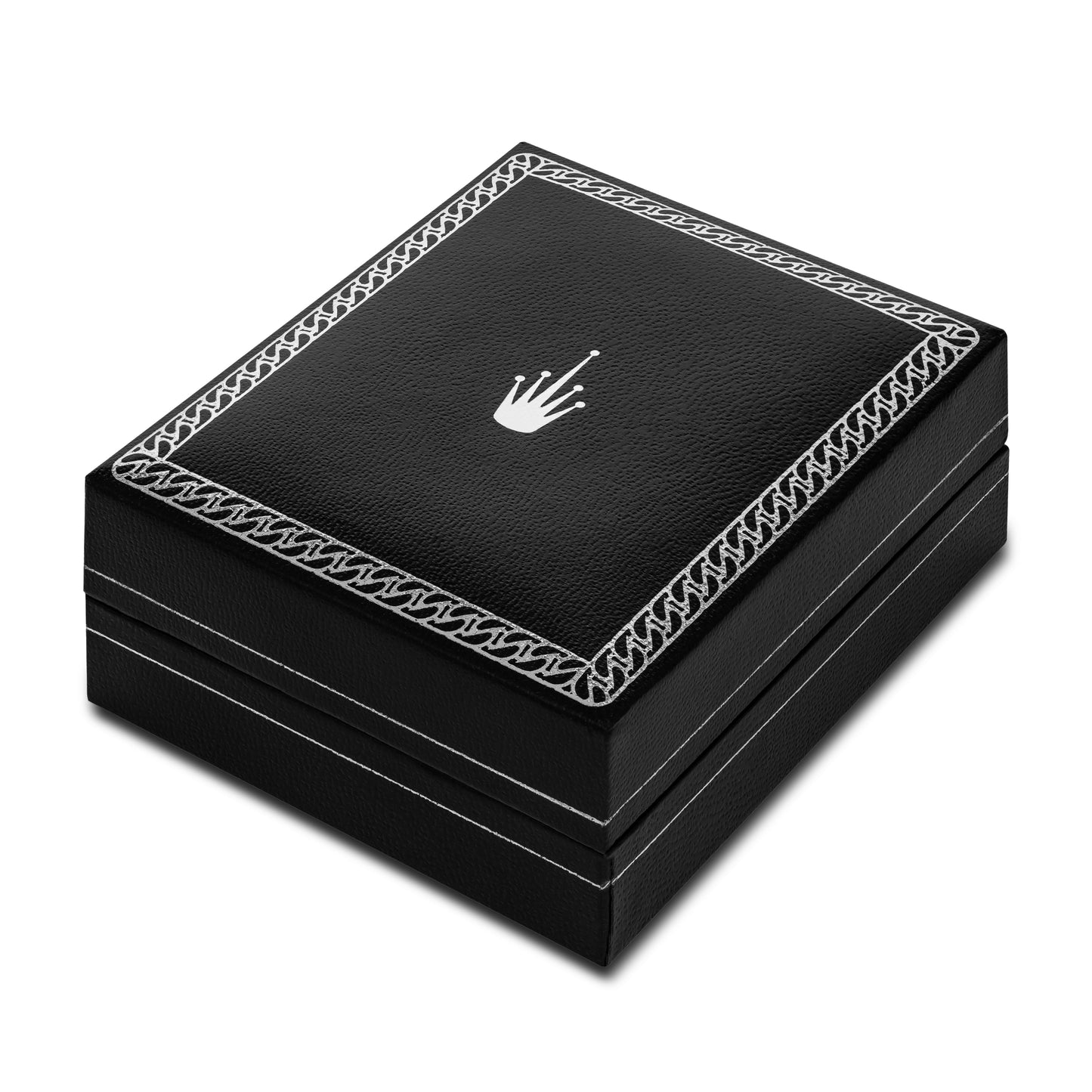 CUBAN LINK LARGE ONYX PENDANT SILVER