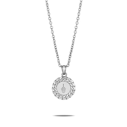 CUBAN LINK COIN PENDANT SMALL PEARL SILVER (BACK)