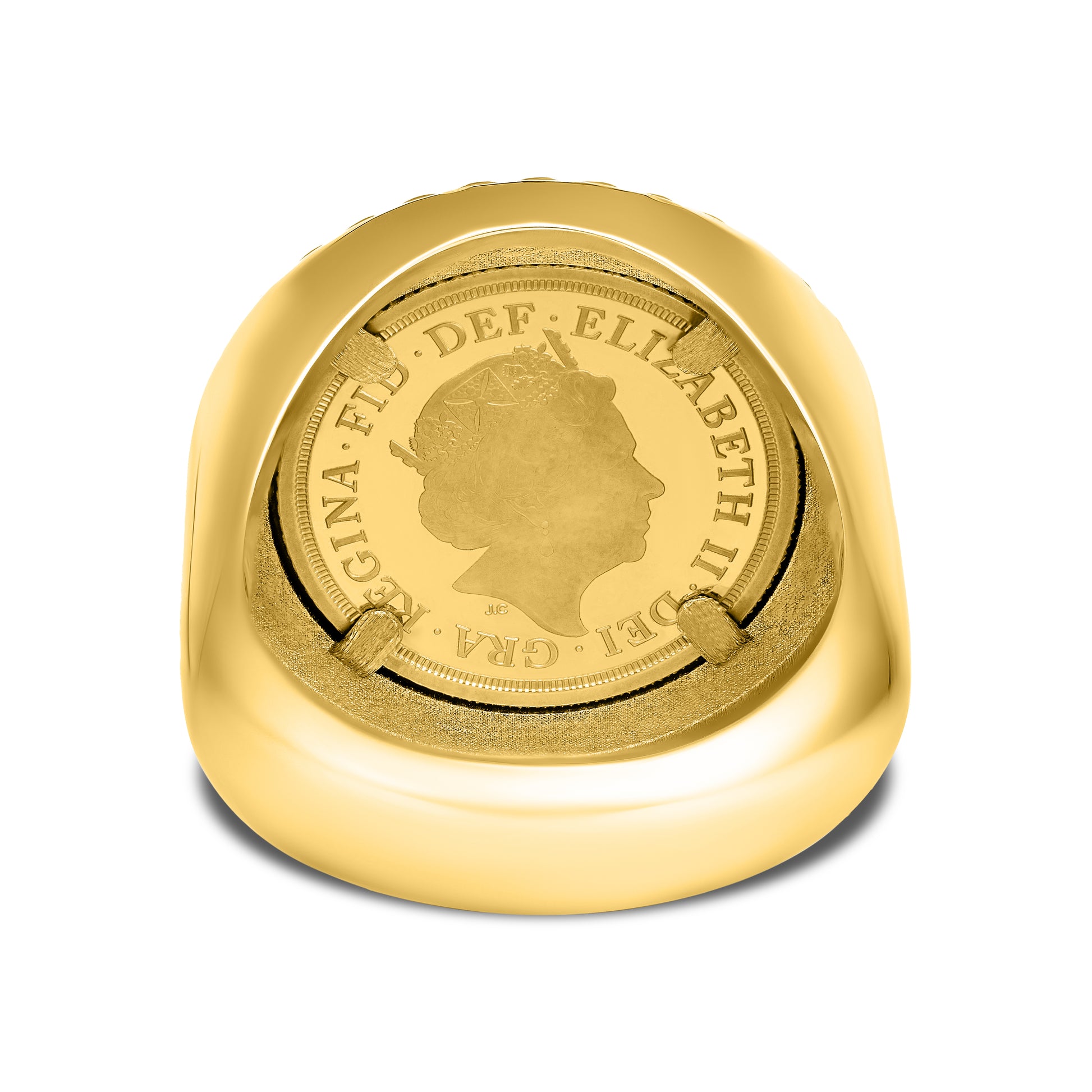 CUBAN LINK HALF SOVEREIGN RING GOLD (BACK)
