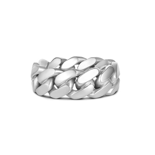 CUBAN LINK RING CLASSIC 8MM SILVER