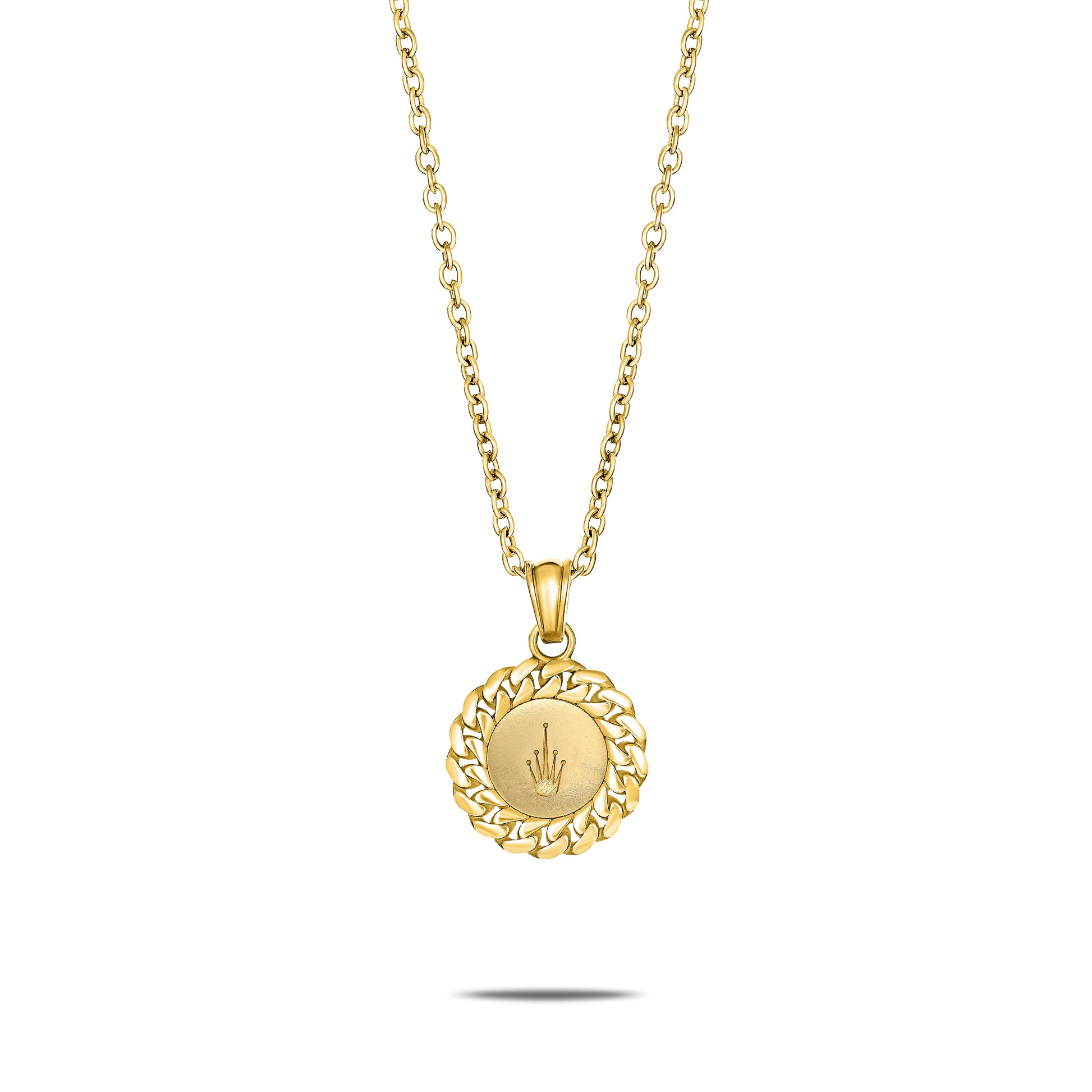 CUBAN LINK COIN PENDANT SMALL INITIAL GOLD (BACK)