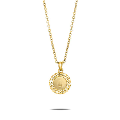 CUBAN LINK COIN PENDANT SMALL INITIAL GOLD (BACK)