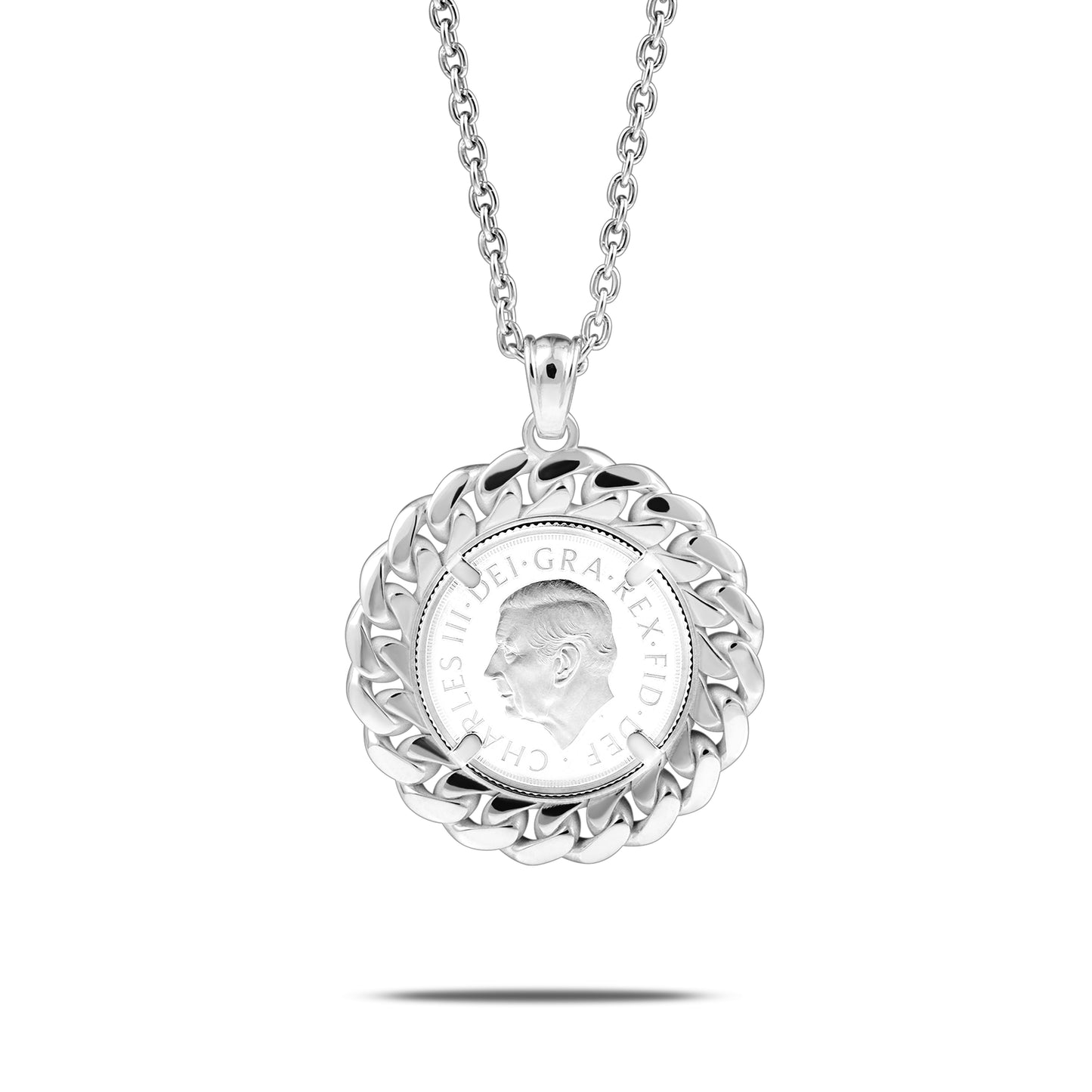 CUBAN LINK FULL SOVEREIGN PENDANT SILVER