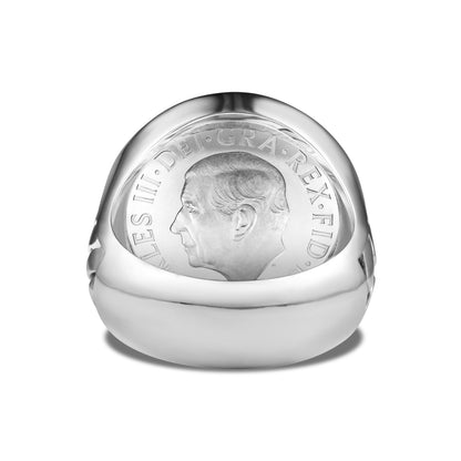 CUBAN LINK FULL SOVEREIGN RING SILVER