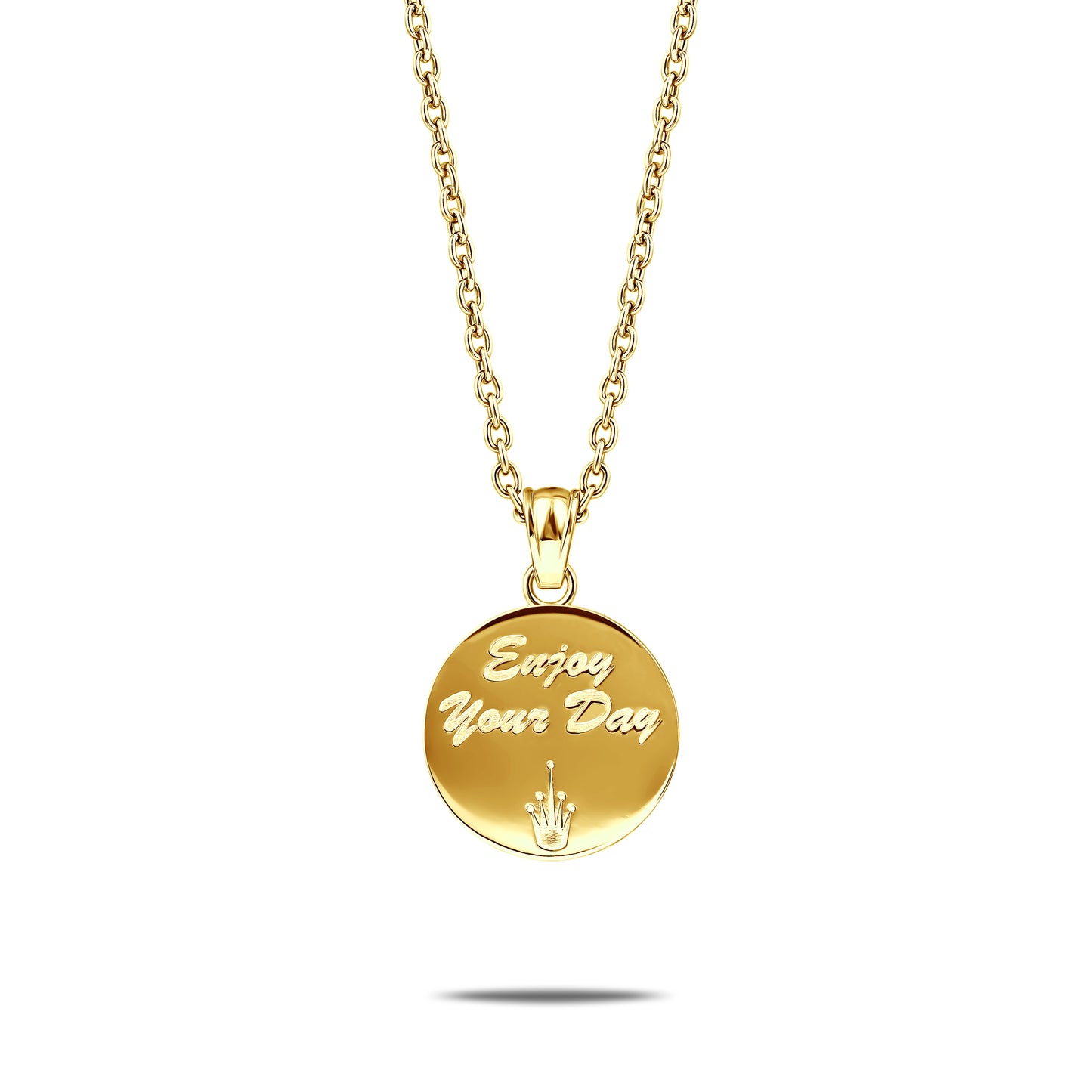 CUBAN LINK SMILEY FACE PENDANT GOLD