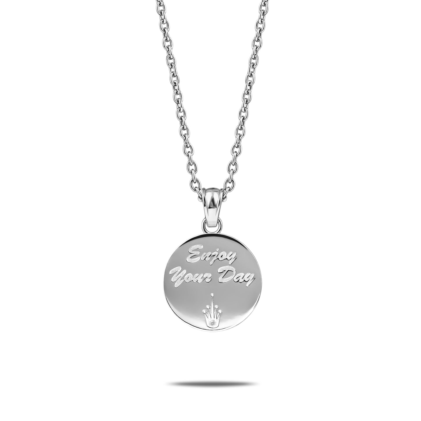 CUBAN LINK SMILEY FACE PENDANT SILVER