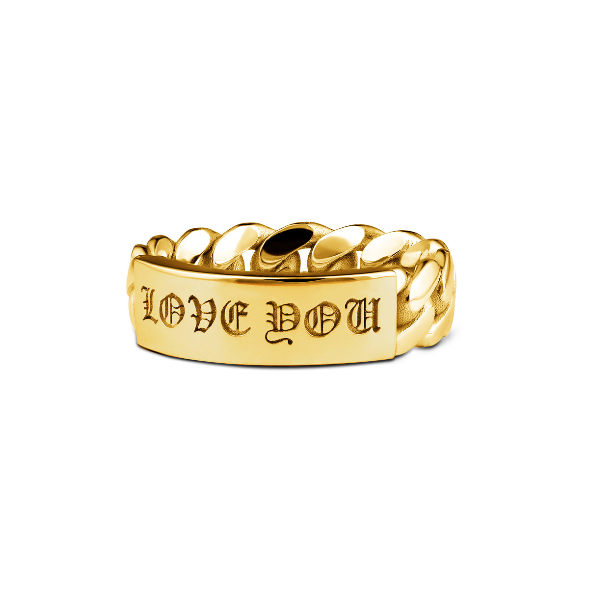 CUBAN LINK ID RING LOVE YOU GOLD