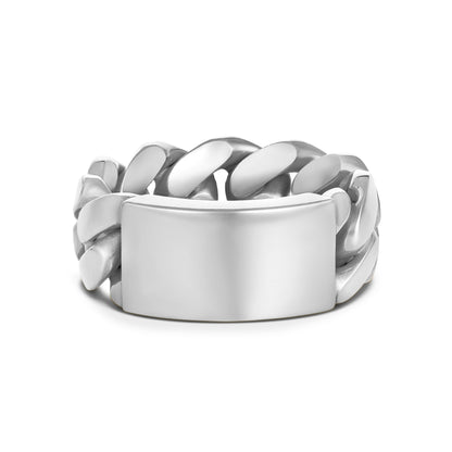 CUBAN LINK ID RING SILVER