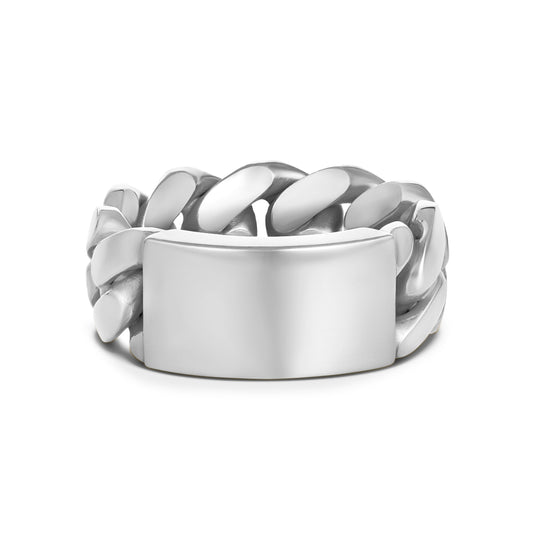 CUBAN LINK ID RING SILVER