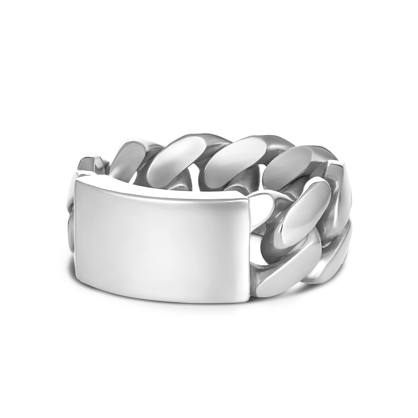 CUBAN LINK ID RING SILVER