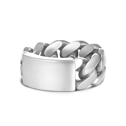 CUBAN LINK ID RING SILVER
