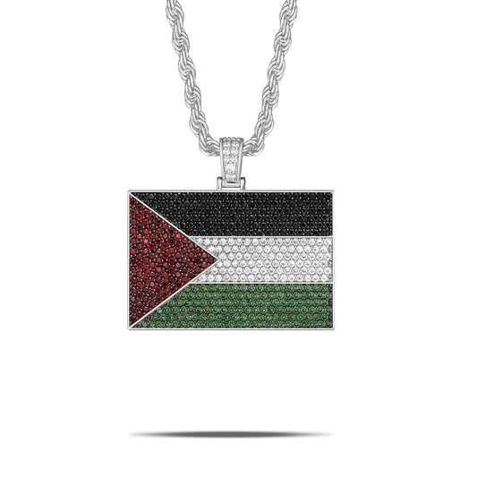 PALESTINE FLAG PENDANT BUST DOWN SILVER